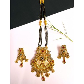 Gold-plated 22ct  RAJWADI Mangalsutra white Gold-plated Chain 