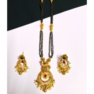 Gold-plated 22ct  RAJWADI Mangalsutra white Gold-plated Chain 