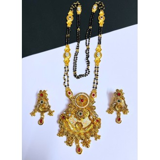 Gold-plated 22ct  RAJWADI Mangalsutra white Gold-plated Chain 