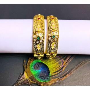 Gold-plated Bangle Set 22ct premium quality SIZE 2.2 Gold-plated Bangle Set 22ct premium quality SIZE 2.2