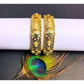 Gold-plated Bangle Set 22ct premium quality SIZE 2.2 Gold-plated Bangle Set 22ct premium quality SIZE 2.2