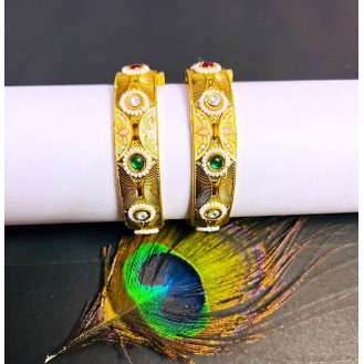  Gold-plated Bangle Set 22ct  premium quality sone se kam nahi kho jaye to gam nahi   SIZE 2.4/2.2